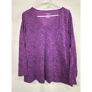 Lane Bryant Long Sleeve Modern Fit Tee Shirt Top 14/16W Paisley Purple Blue Plus